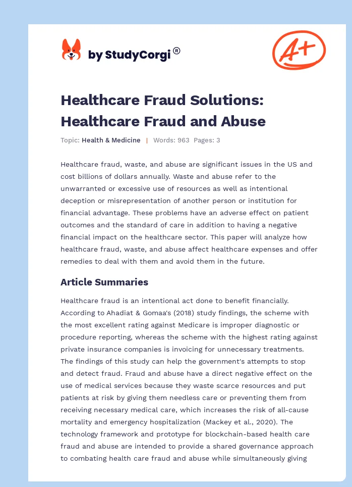 Healthcare Fraud Solutions: Healthcare Fraud and Abuse. Page 1