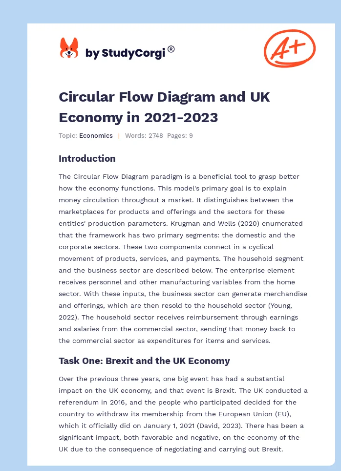 Circular Flow Diagram and UK Economy in 2021-2023. Page 1