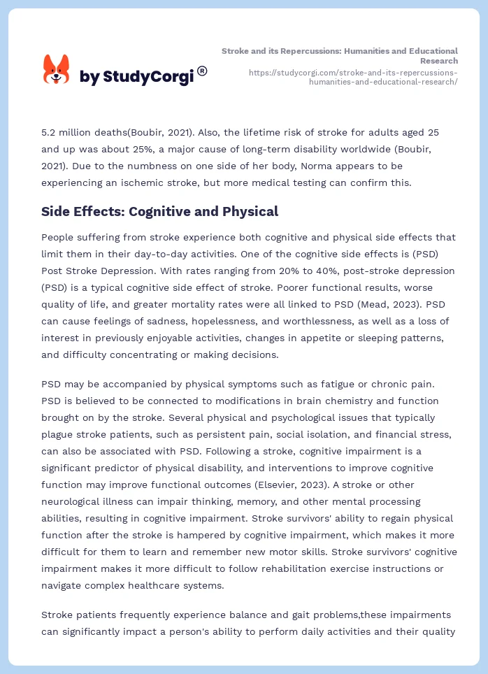 Stroke and its Repercussions: Humanities and Educational Research. Page 2