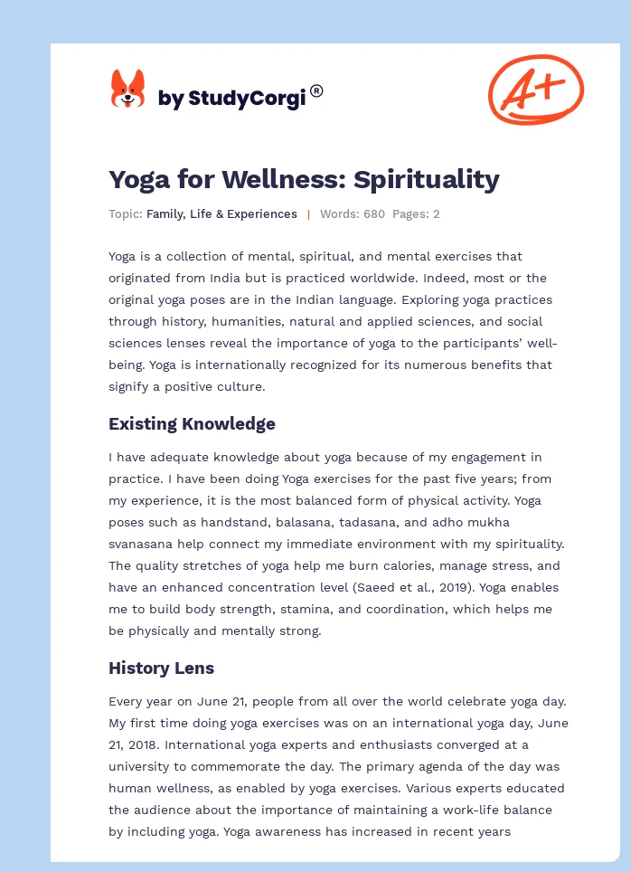 Yoga for Wellness: Spirituality. Page 1