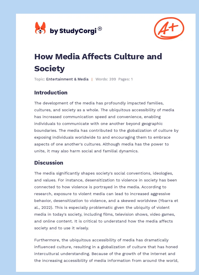 How Media Affects Culture and Society. Page 1