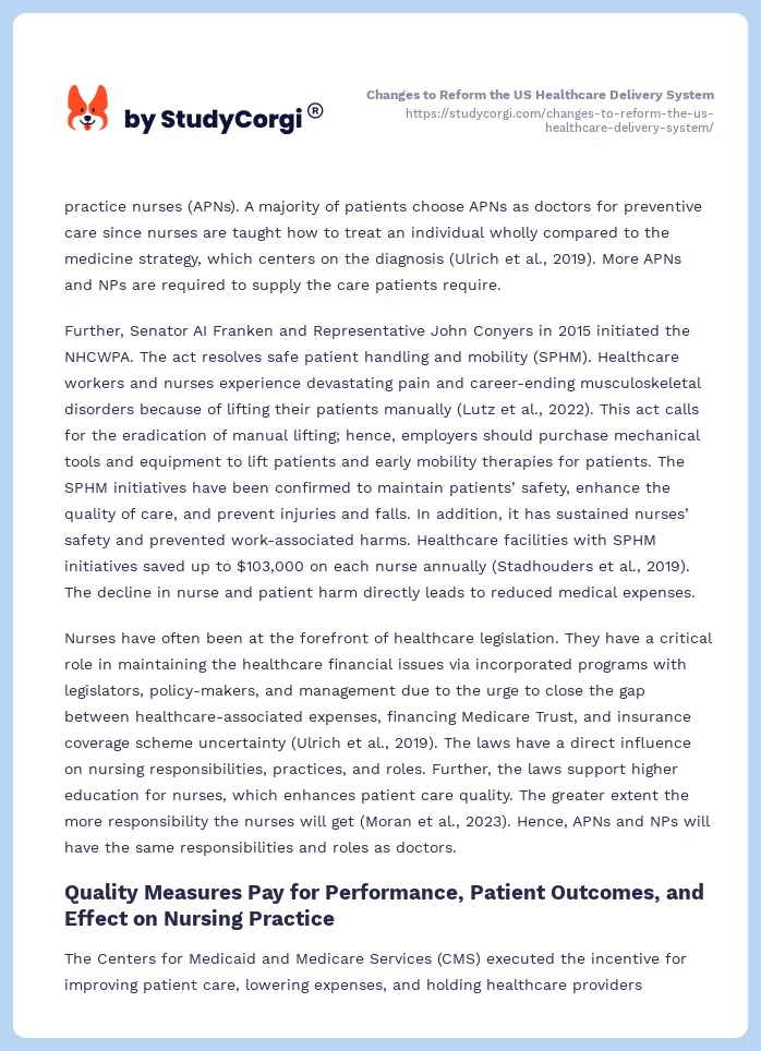 Changes to Reform the US Healthcare Delivery System. Page 2