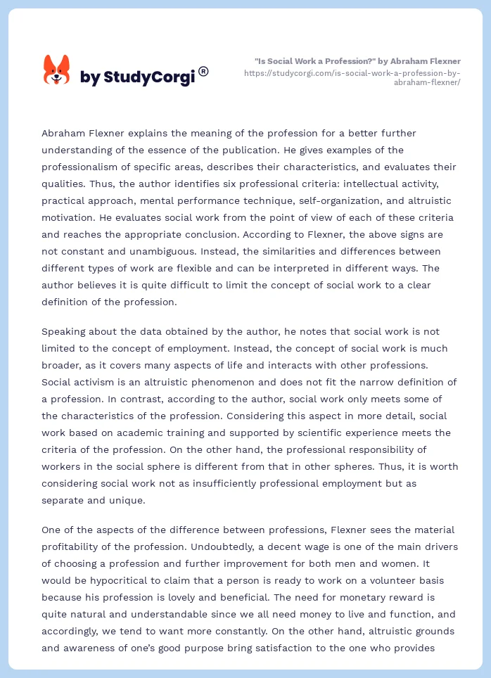 "Is Social Work a Profession?" by Abraham Flexner. Page 2