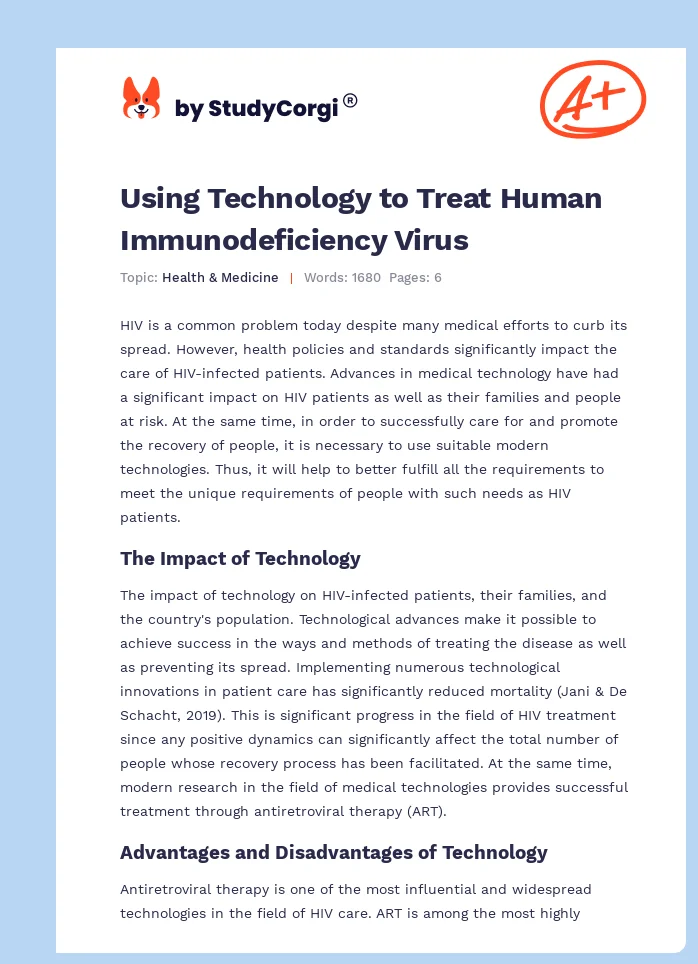 Using Technology to Treat Human Immunodeficiency Virus. Page 1
