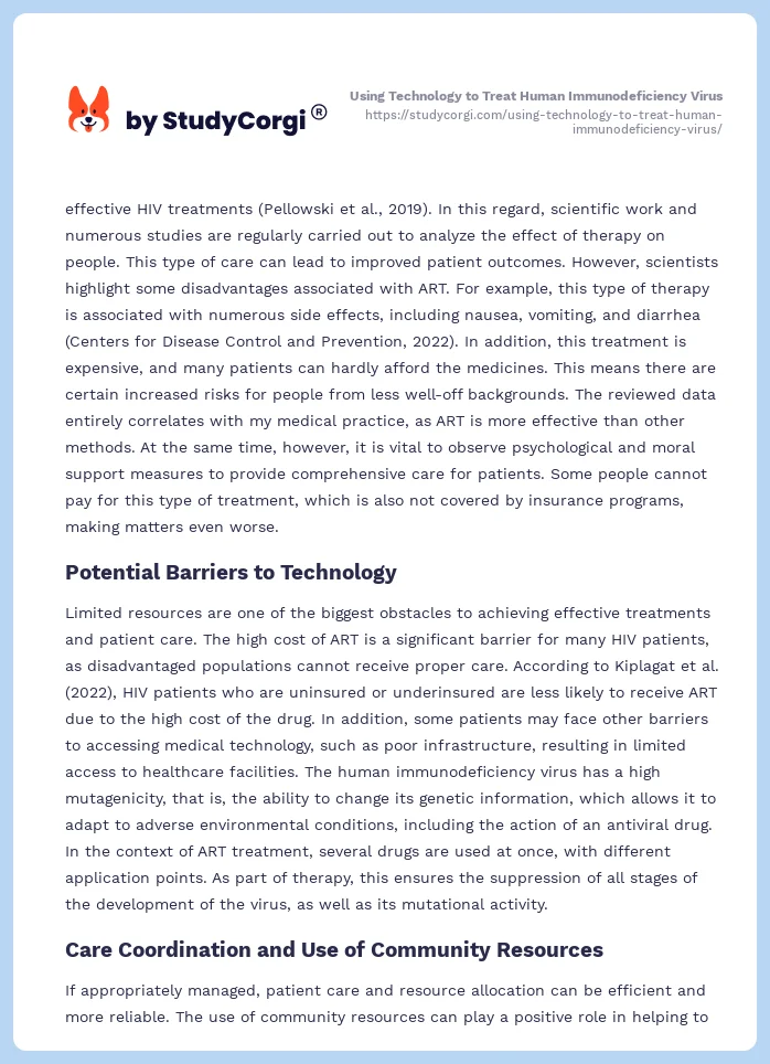 Using Technology to Treat Human Immunodeficiency Virus. Page 2
