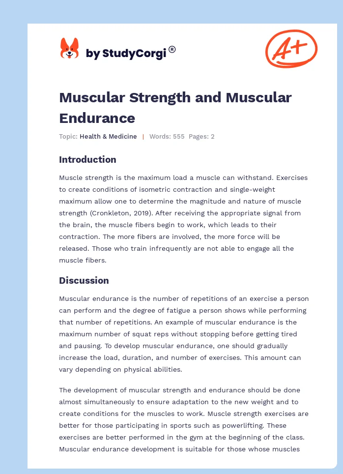 Muscular Strength and Muscular Endurance. Page 1