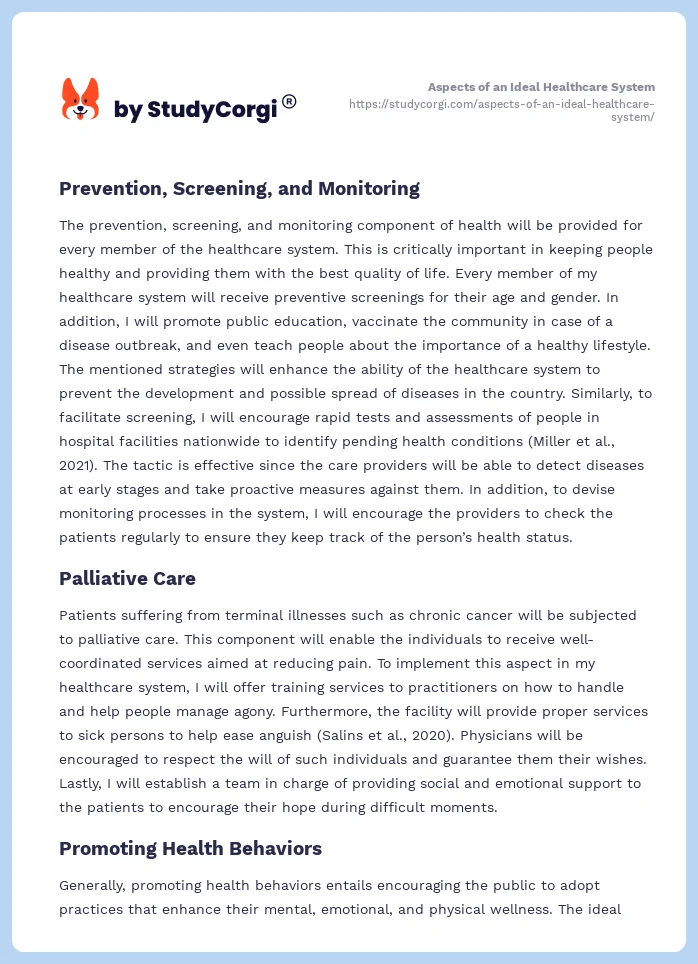 Aspects of an Ideal Healthcare System. Page 2