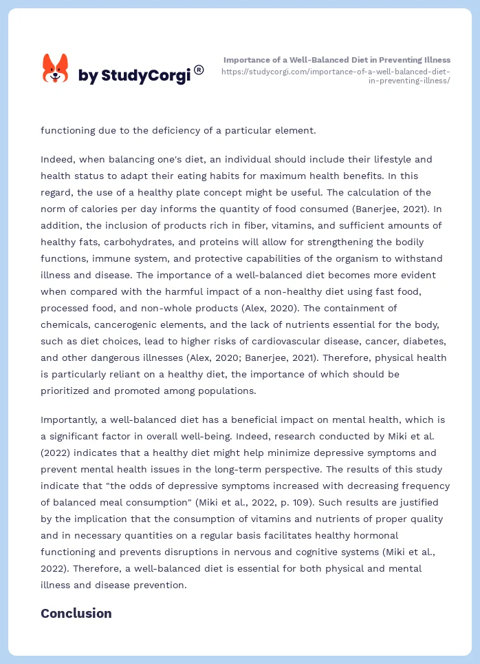 Importance of a Well-Balanced Diet in Preventing Illness. Page 2