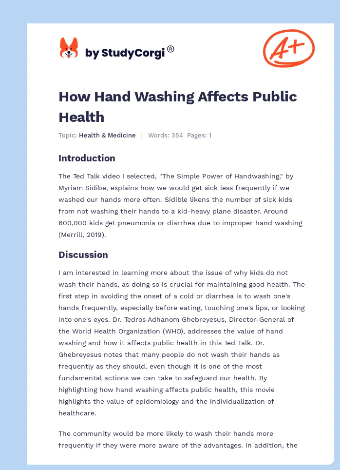 How Hand Washing Affects Public Health. Page 1