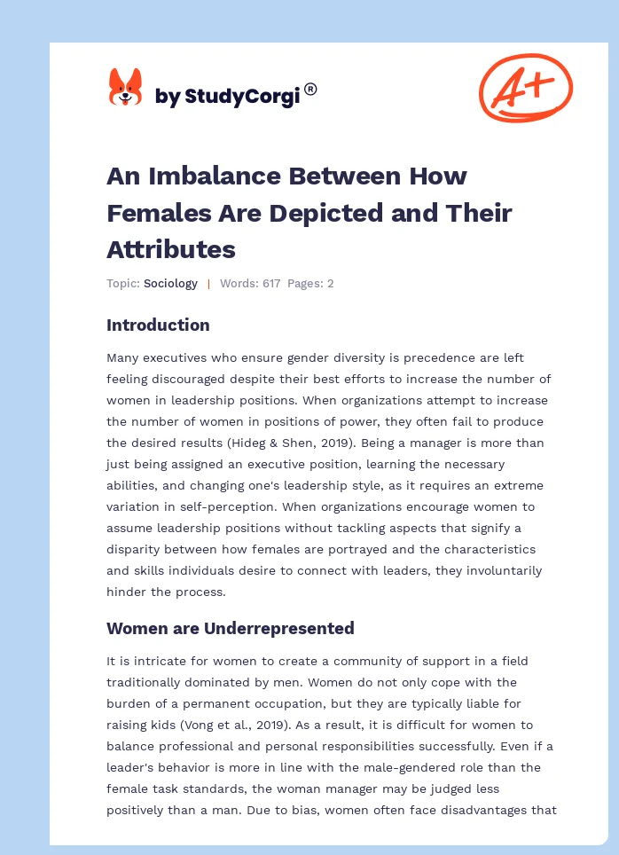 An Imbalance Between How Females Are Depicted and Their Attributes. Page 1