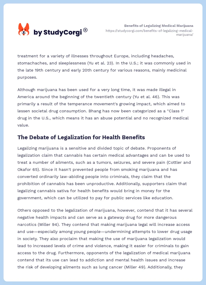 Benefits of Legalizing Medical Marijuana. Page 2