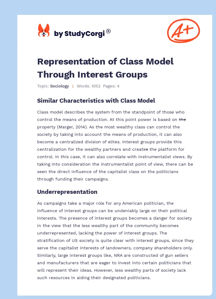 Representation of Class Model Through Interest Groups. Page 1