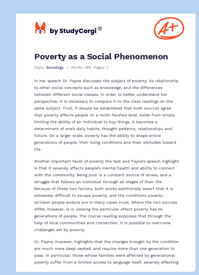 Poverty as a Social Phenomenon. Page 1