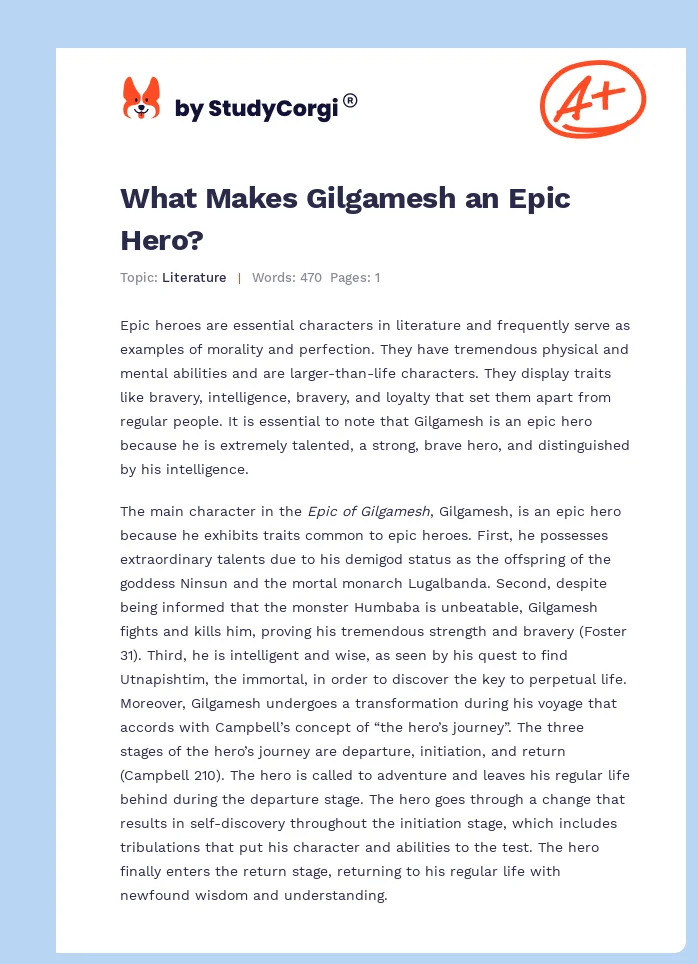 What Makes Gilgamesh an Epic Hero?. Page 1