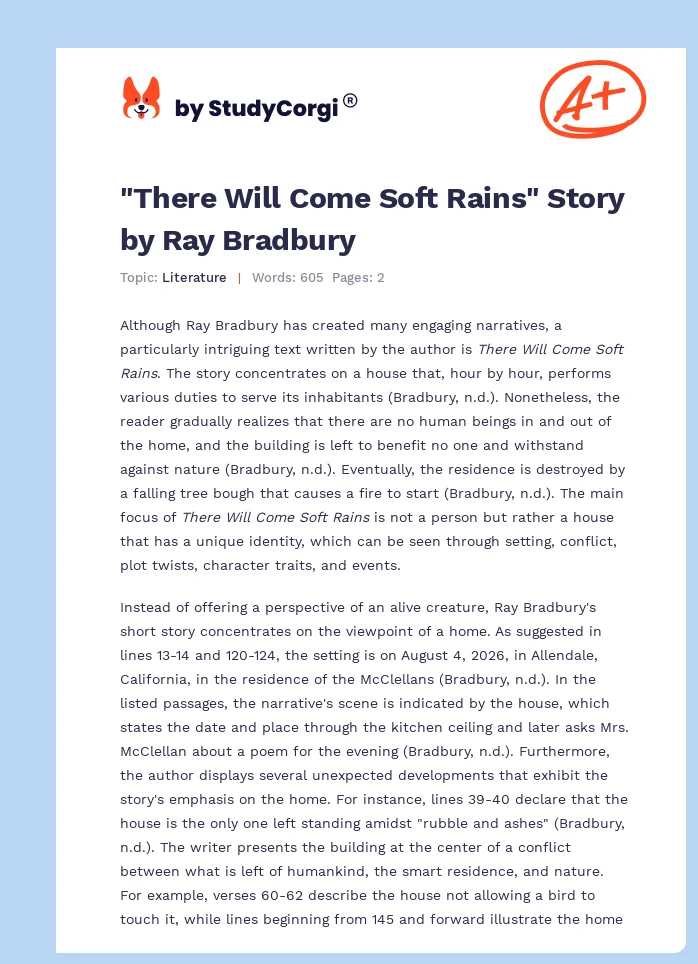 "There Will Come Soft Rains" Story by Ray Bradbury. Page 1