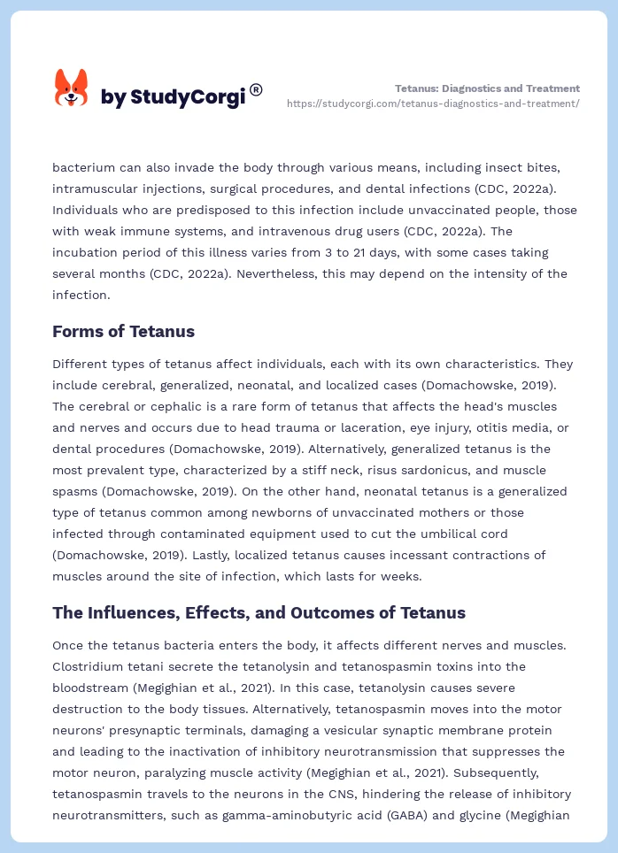 Tetanus: Diagnostics and Treatment. Page 2