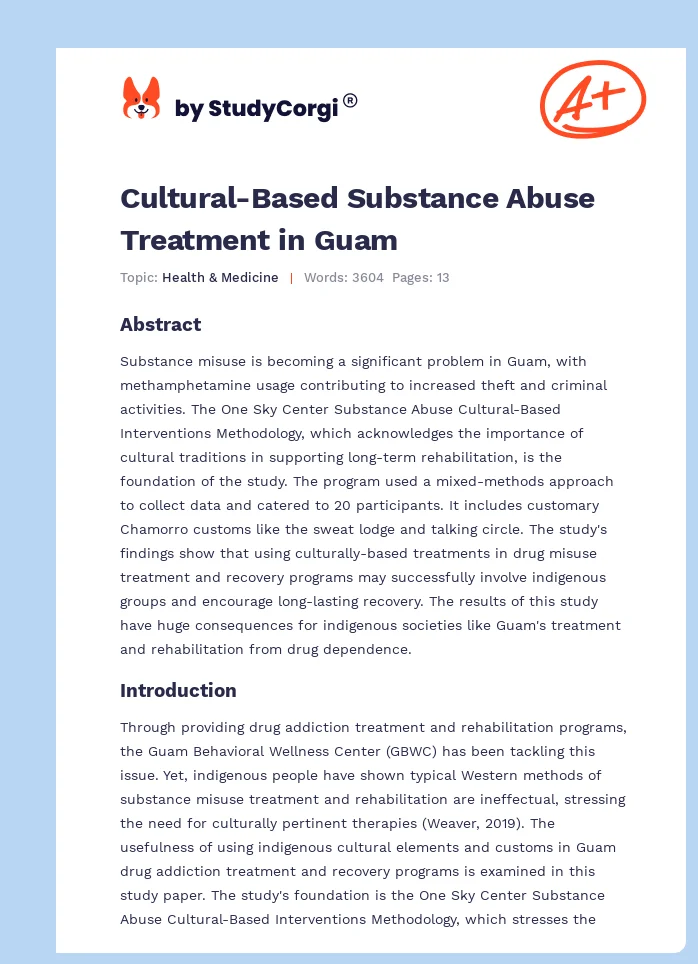 Cultural-Based Substance Abuse Treatment in Guam. Page 1