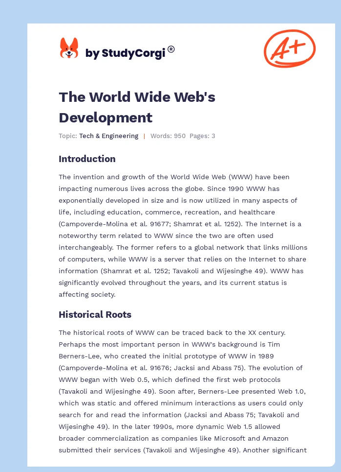 The World Wide Web's Development. Page 1