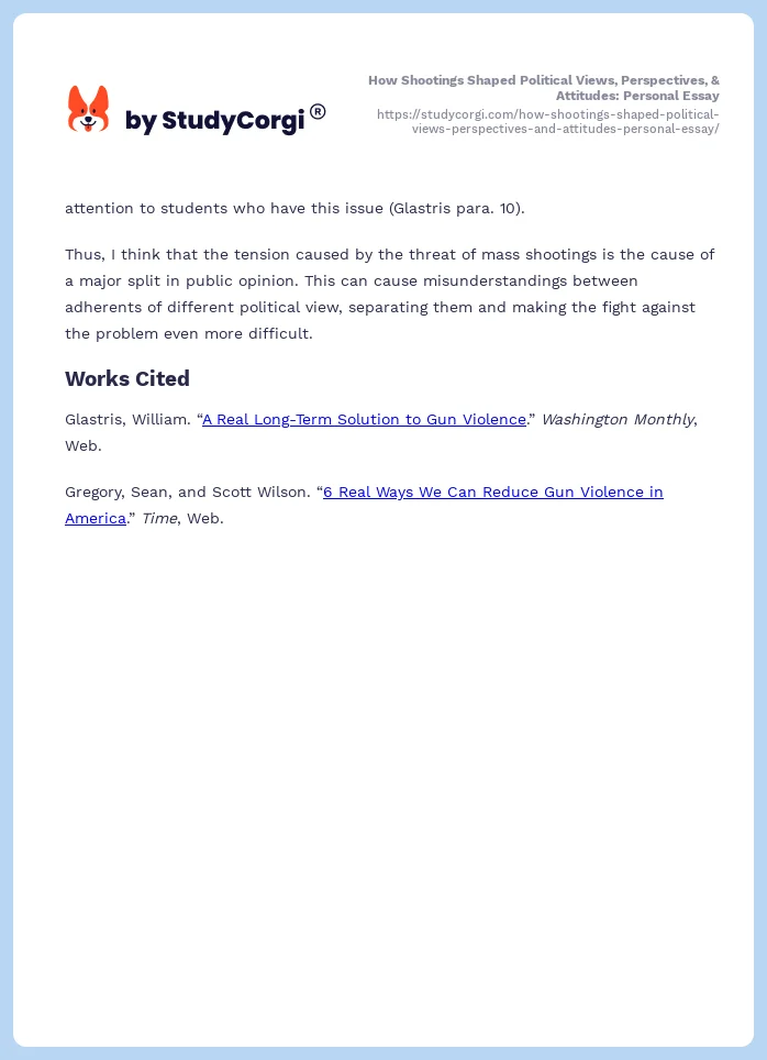 How Shootings Shaped Political Views, Perspectives, & Attitudes: Personal Essay. Page 2