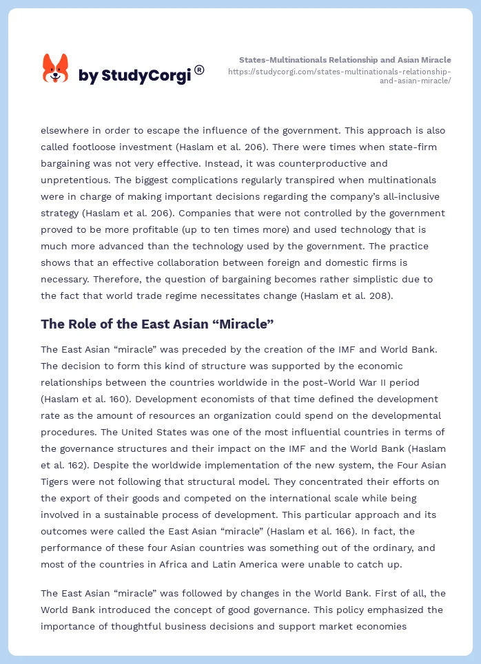 States-Multinationals Relationship and Asian Miracle. Page 2