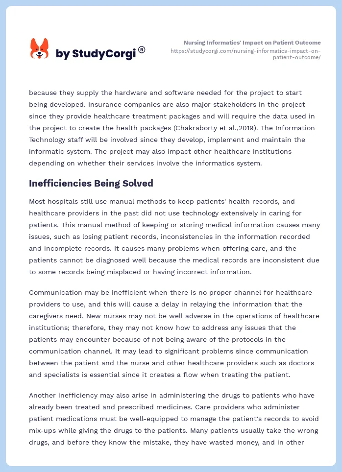 Nursing Informatics' Impact on Patient Outcome. Page 2