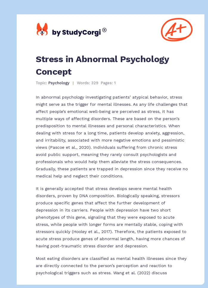 Stress in Abnormal Psychology Concept. Page 1
