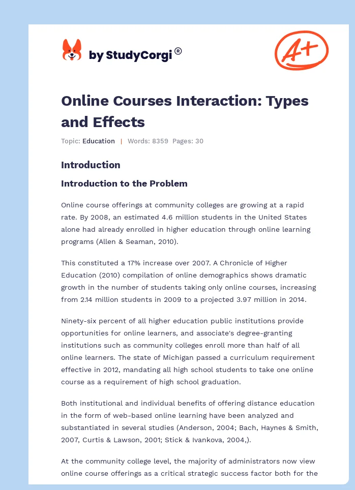 Online Courses Interaction: Types and Effects. Page 1