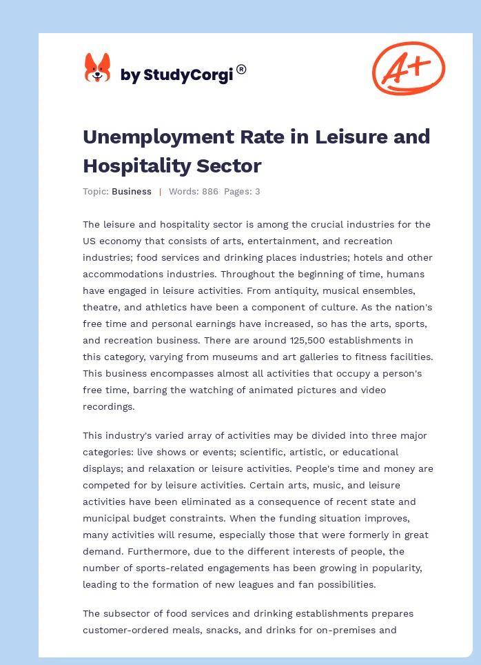 Unemployment Rate in Leisure and Hospitality Sector. Page 1