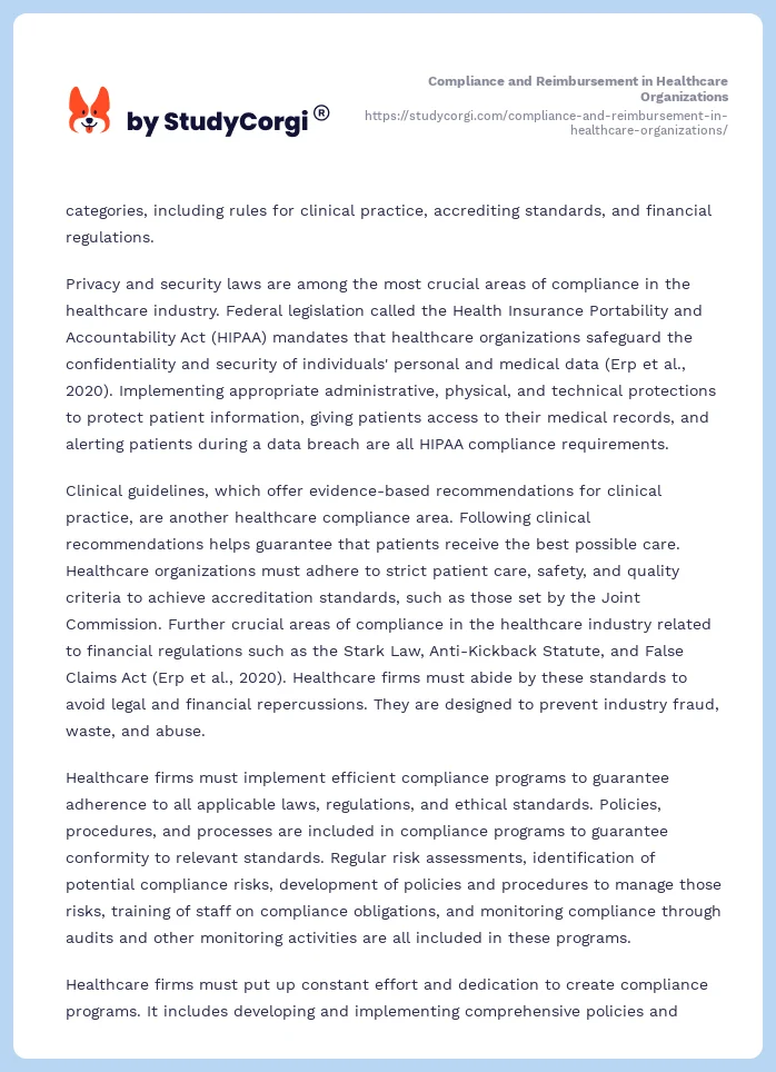 Compliance and Reimbursement in Healthcare Organizations. Page 2
