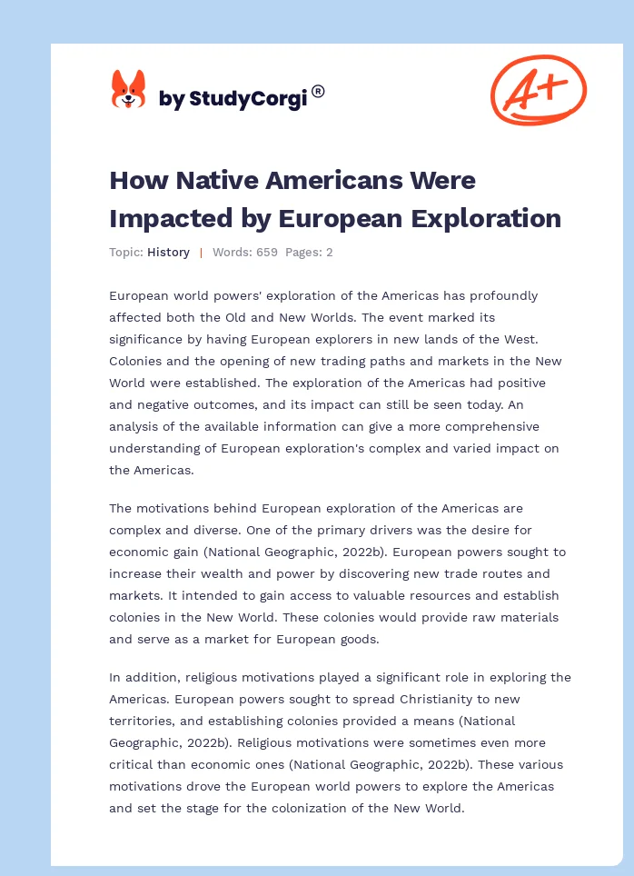 How Native Americans Were Impacted by European Exploration. Page 1