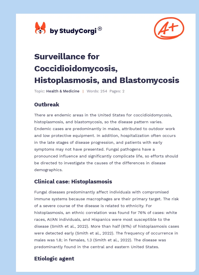 Surveillance for Coccidioidomycosis, Histoplasmosis, and Blastomycosis. Page 1