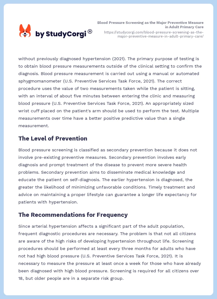 Blood Pressure Screening as the Major Preventive Measure in Adult Primary Care. Page 2