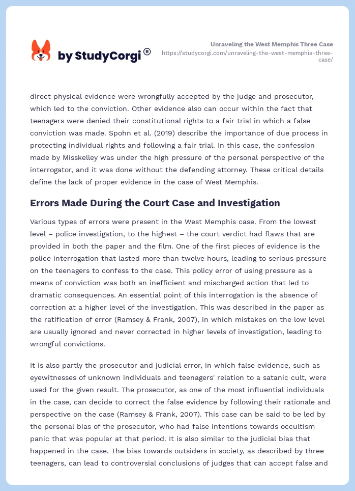Unraveling the West Memphis Three Case. Page 2