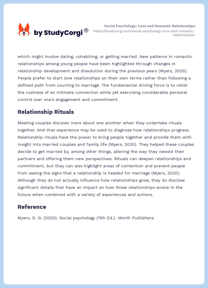 Social Psychology: Love and Romantic Relationships. Page 2