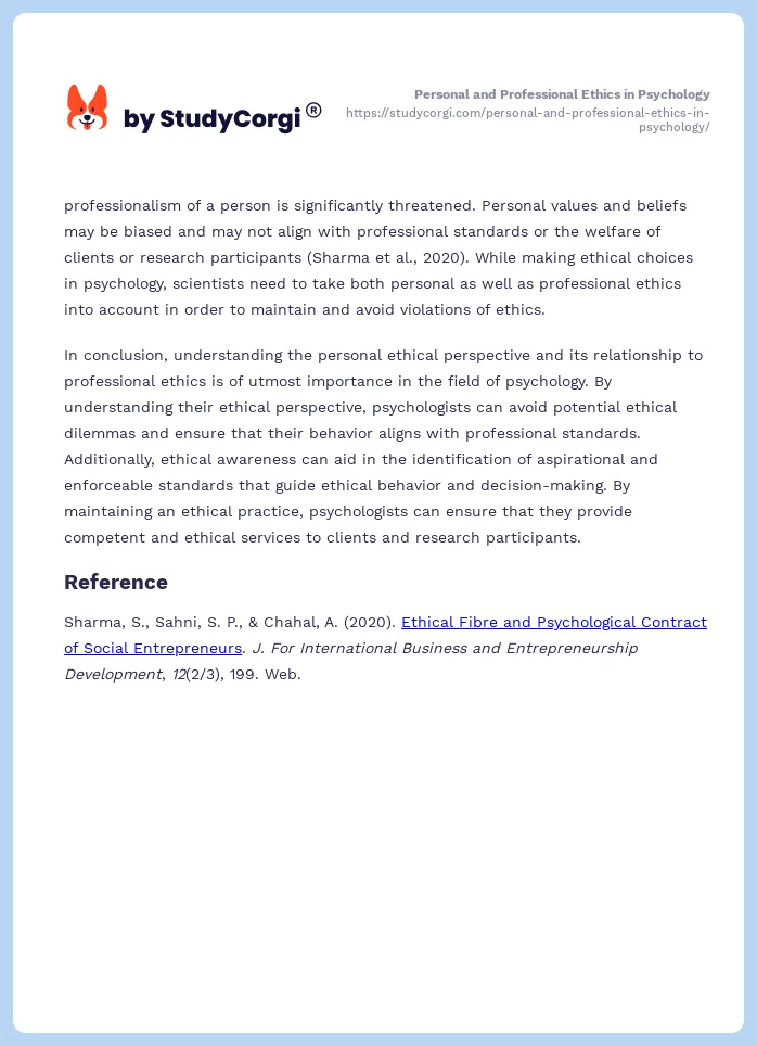 Personal and Professional Ethics in Psychology. Page 2