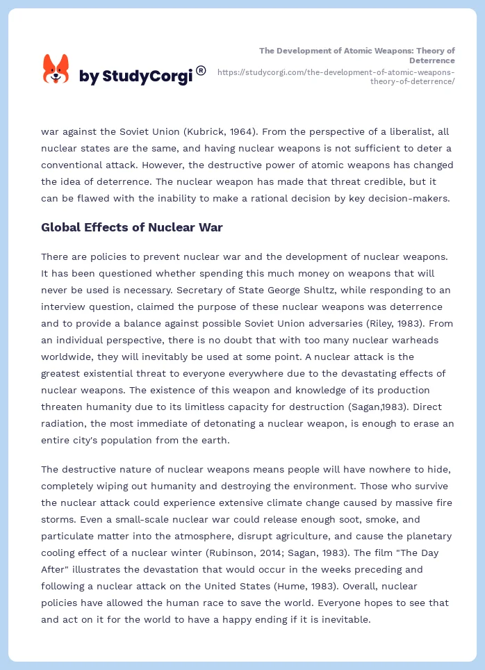 The Development of Atomic Weapons: Theory of Deterrence. Page 2