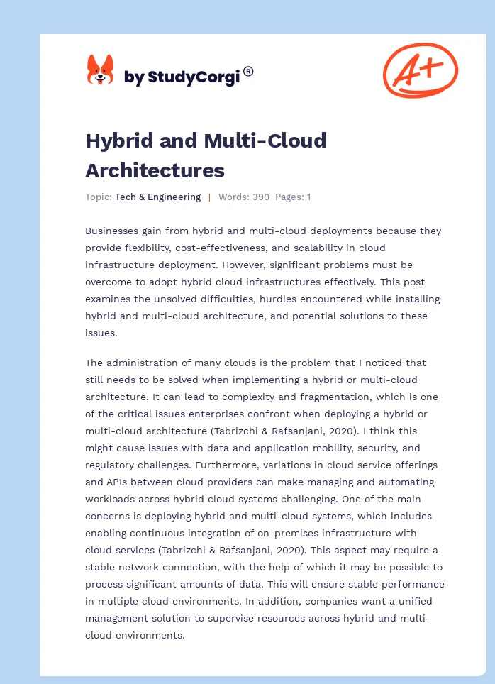 Hybrid and Multi-Cloud Architectures. Page 1