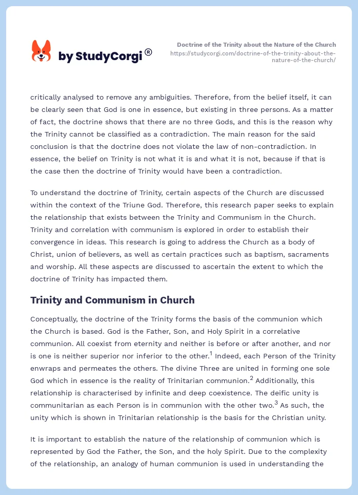 Doctrine of the Trinity about the Nature of the Church. Page 2