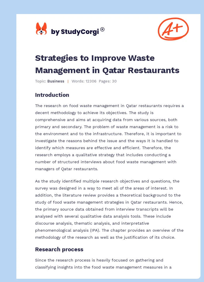 Strategies to Improve Waste Management in Qatar Restaurants. Page 1
