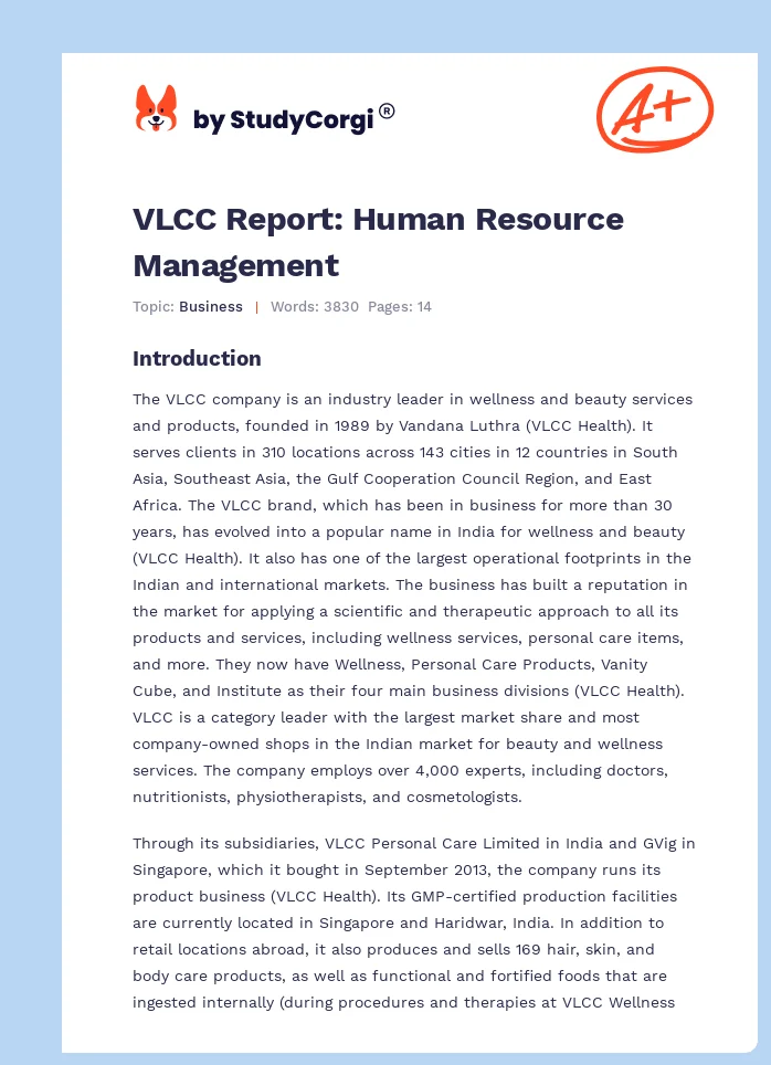 VLCC Report: Human Resource Management. Page 1