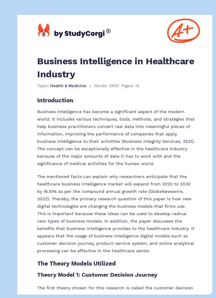 Business Intelligence in Healthcare Industry. Page 1