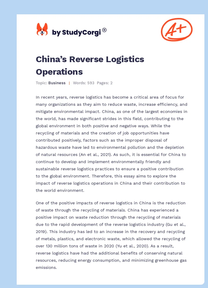 China’s Reverse Logistics Operations. Page 1