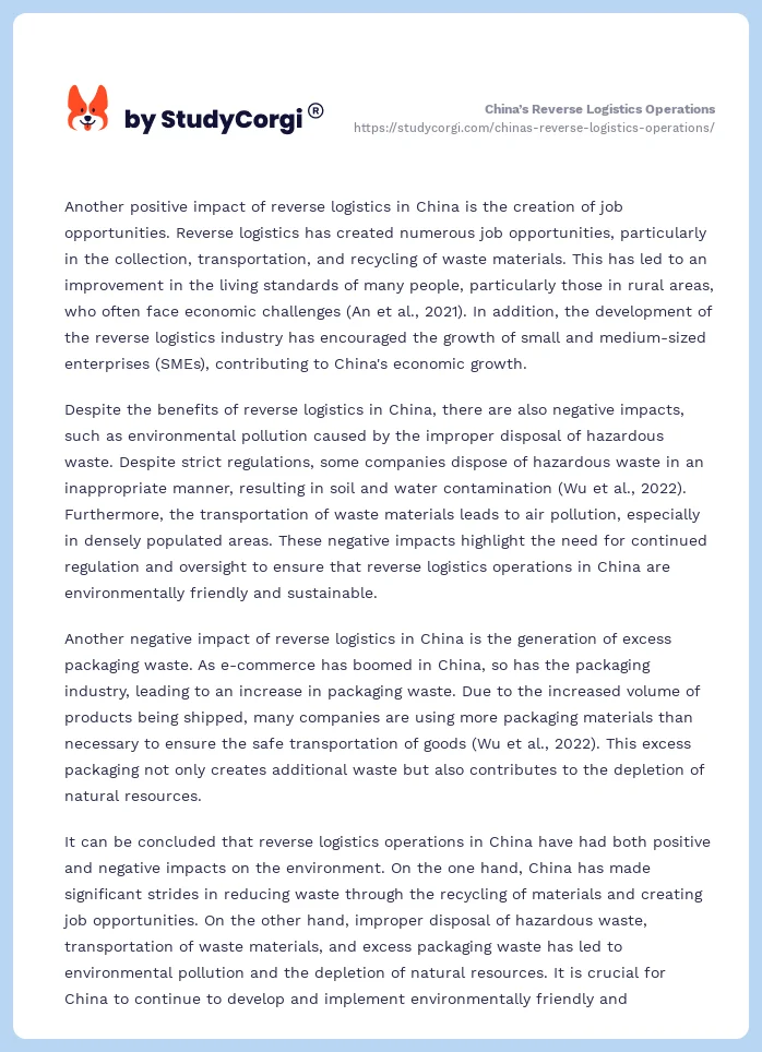 China’s Reverse Logistics Operations. Page 2