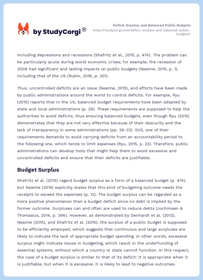 Deficit, Surplus, and Balanced Public Budgets. Page 2