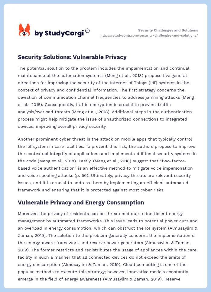 Security Challenges and Solutions. Page 2
