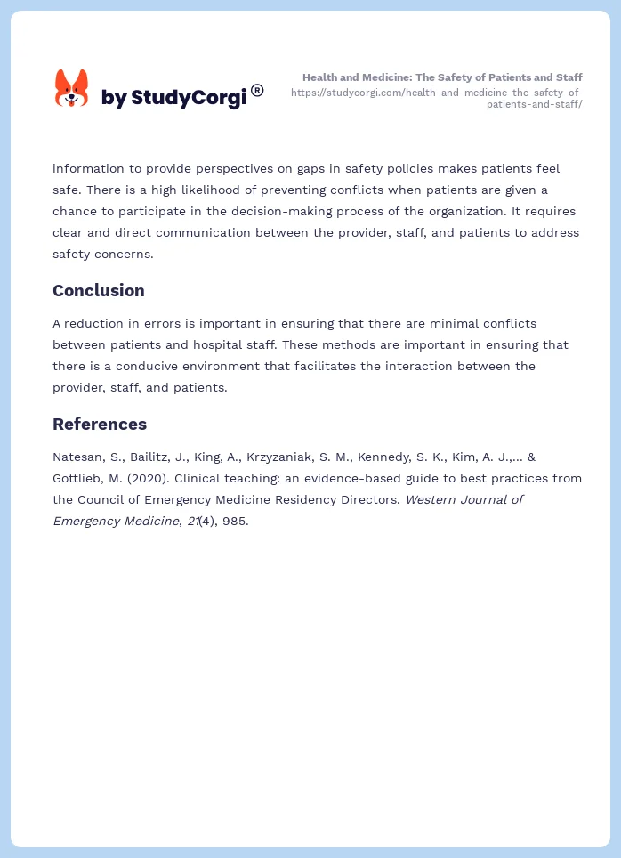 Health and Medicine: The Safety of Patients and Staff. Page 2
