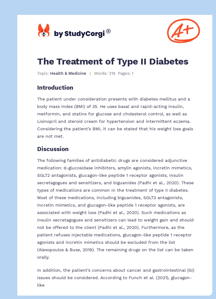 The Treatment of Type II Diabetes. Page 1