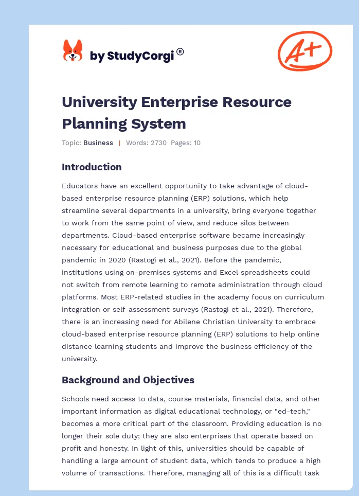 University Enterprise Resource Planning System. Page 1
