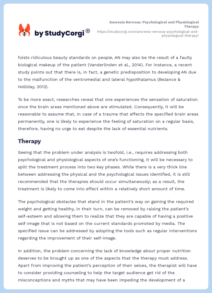 Anorexia Nervosa: Psychological and Physiological Therapy. Page 2