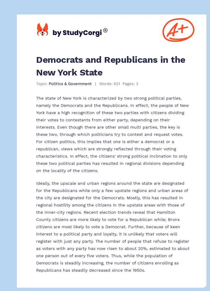 Democrats and Republicans in the New York State. Page 1